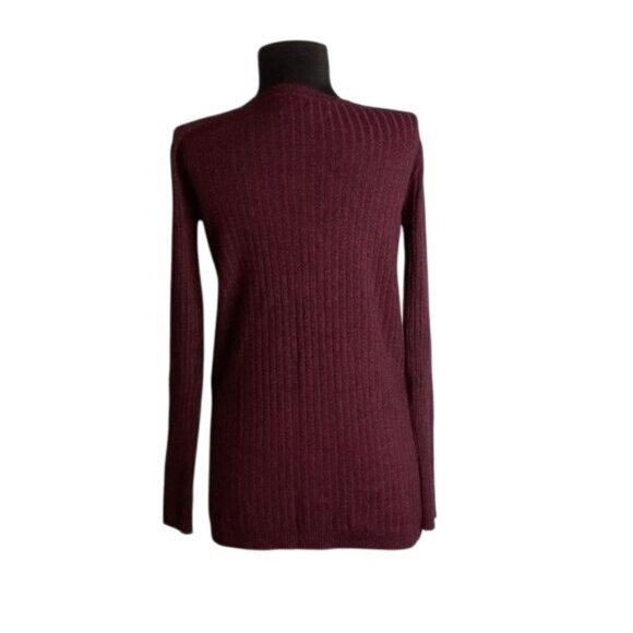 Apt. 9 Size XS Womens Sweater Maroon V-Neck Long Sleeve Ribbed Knit Hi-Lo - Picture 4 of 10